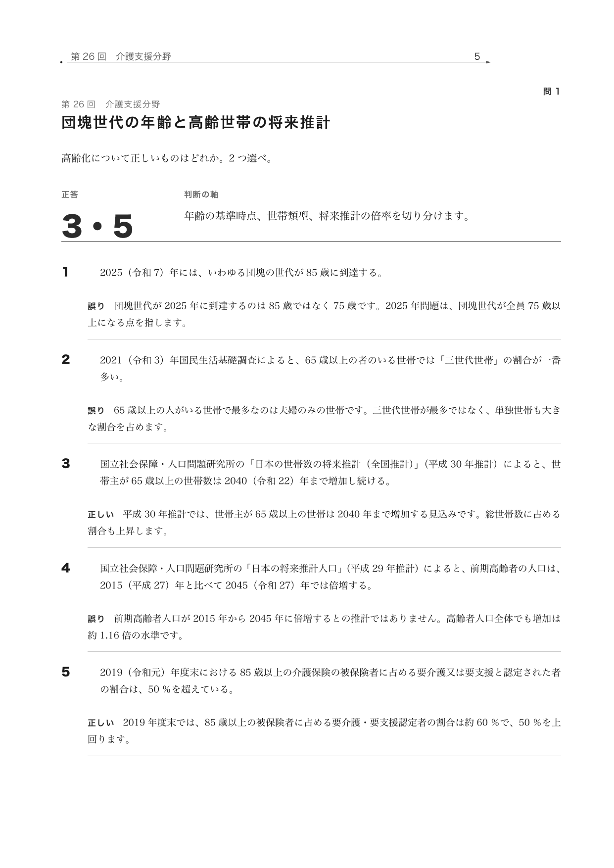 ケアマネジャー試験 問題文・正答・全肢解説の実際の紙面