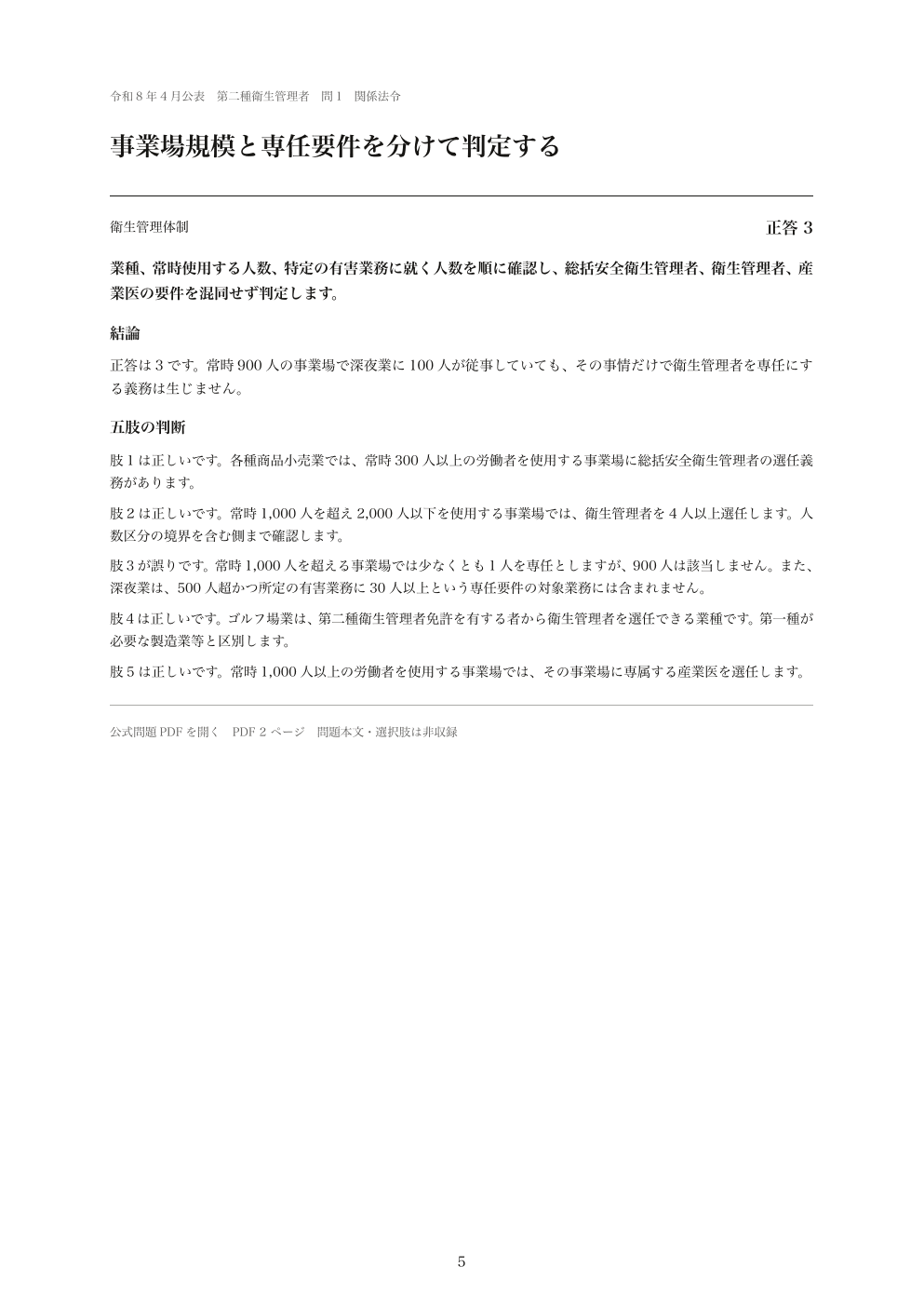 法令問題の全肢解説の紙面見本