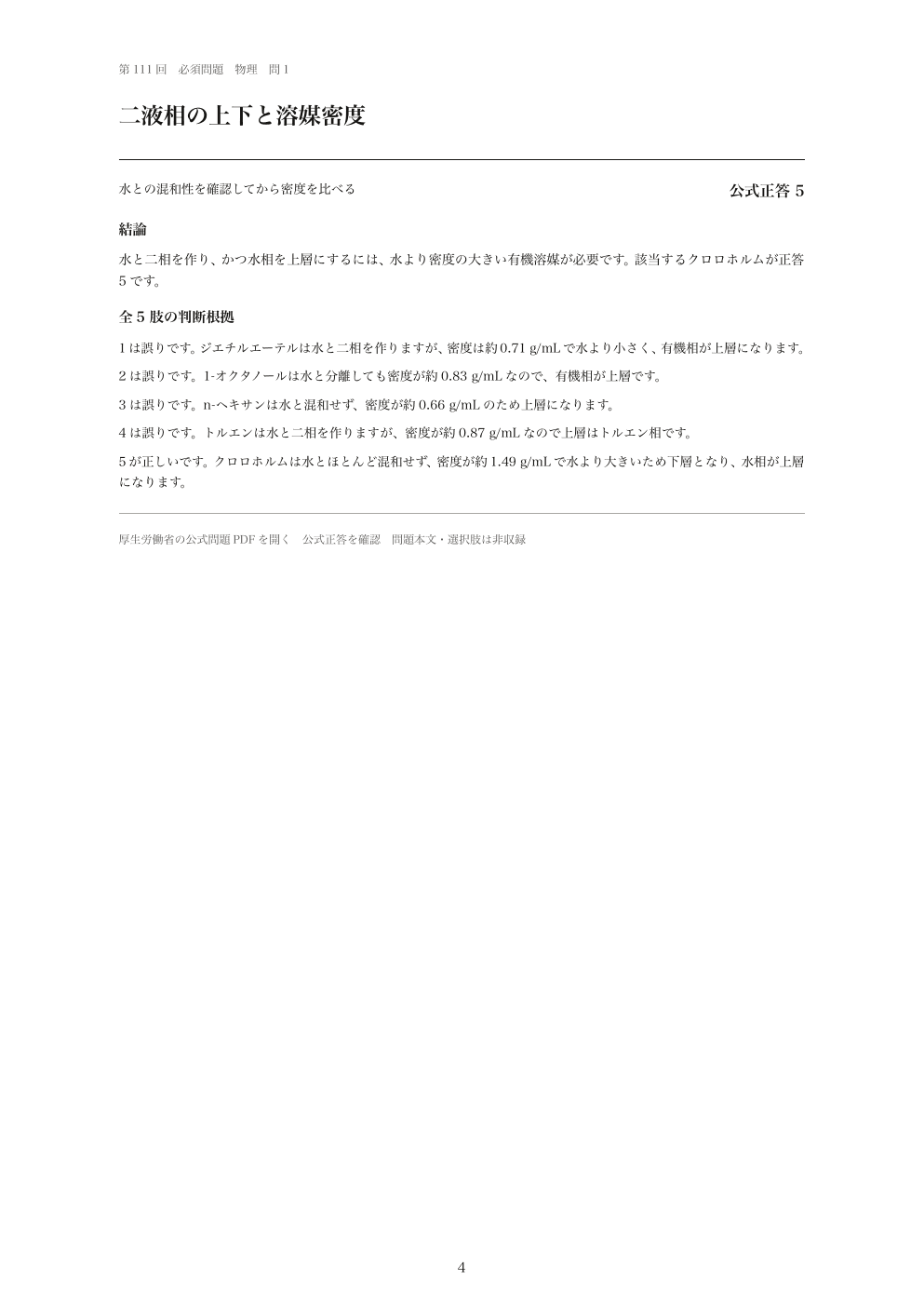 必須問題の全肢解説の紙面見本